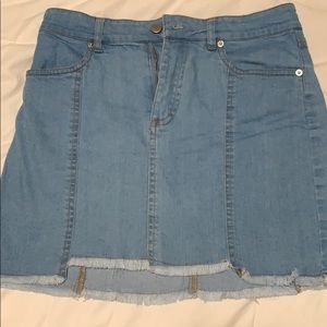 asymmetric denim skirt